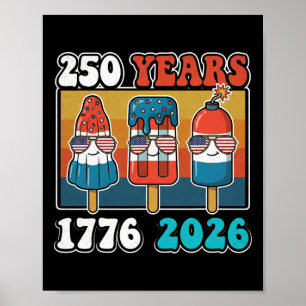 Poster Drapeau américain du 4 juillet vintage 250 ans 177