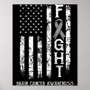 Poster Drapeau américain du guerrier contre le cancer du