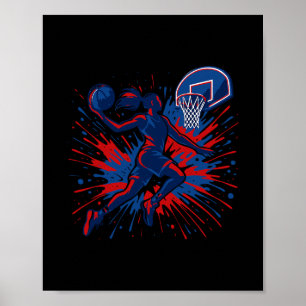 Poster Drapeau américain éclaboussure de couleur rouge bl