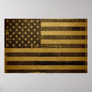 Poster Drapeau américain en cuir Vintage