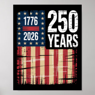 Poster Drapeau américain en détresse 1776 2026 250 ans d'