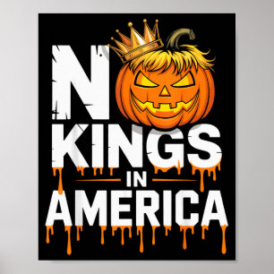Poster Drapeau américain en détresse Funny No Kings Hallo
