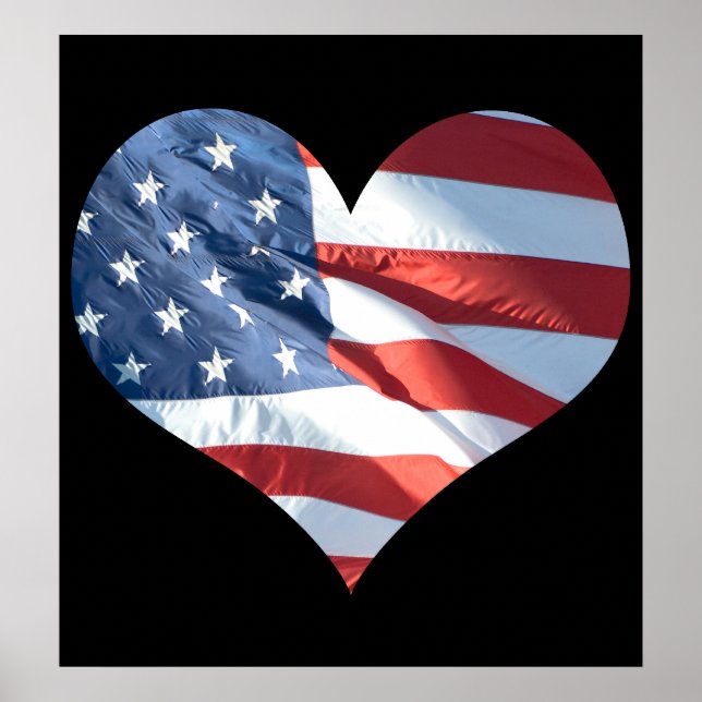Poster Drapeau américain en forme de coeur patriotique (Devant)