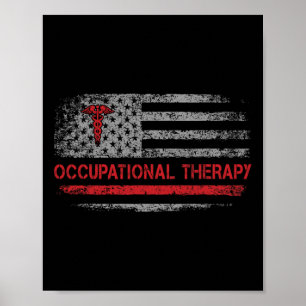 Poster Drapeau Américain Ergothérapie Étudiant Ot Dos