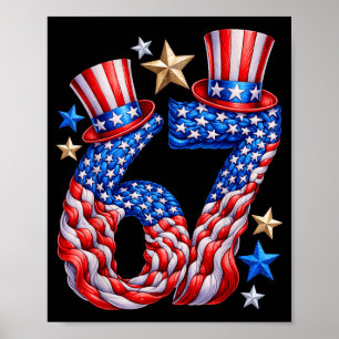 Poster Drapeau américain festif 67 États-Unis Humour Enfa