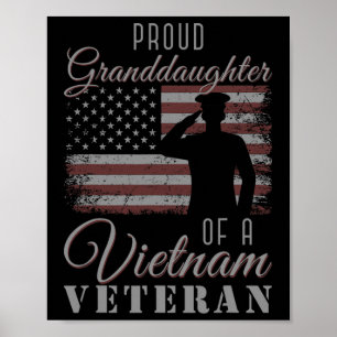 Poster Drapeau Américain Fier Jeune Fille D'Un Vietnam