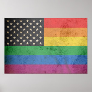 Poster Drapeau américain gai