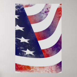 Poster Drapeau américain Grunge