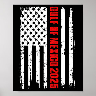 Poster Drapeau Américain Gulf Of Us America Est 2025 Mex