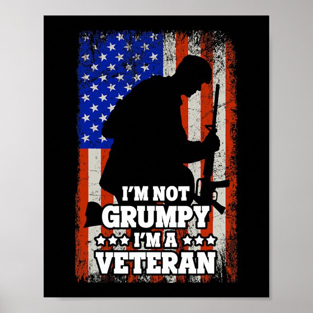 Poster Drapeau américain Je ne suis pas grincheux Je suis (Devant)