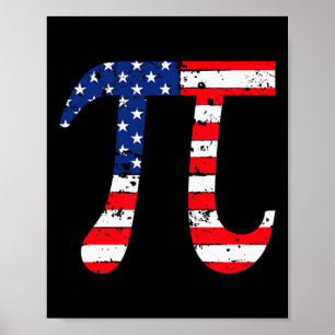 Poster Drapeau américain Jour Pi Math patriotique Geek Ne