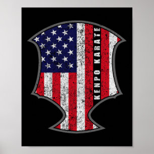 Poster Drapeau américain Kenpo Karate Fighter Roman patri