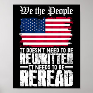Poster Drapeau américain La constitution des États-Unis d
