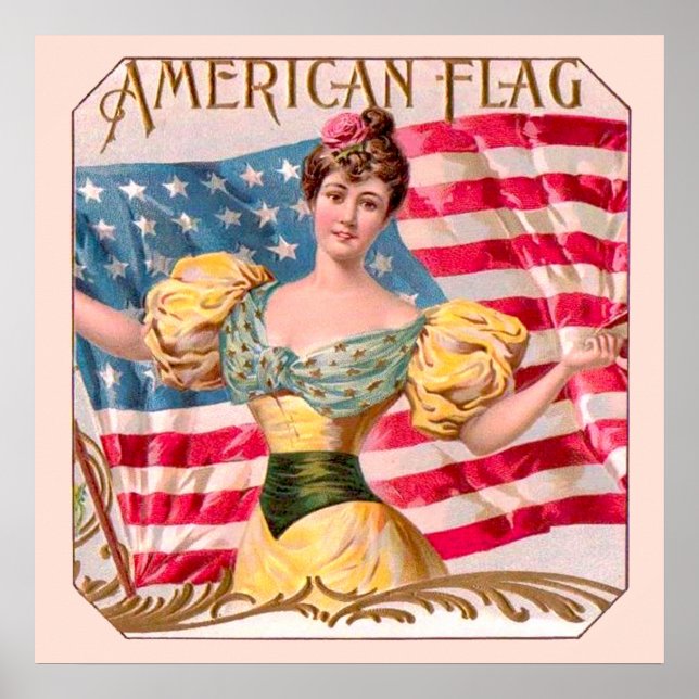Poster Drapeau américain Lady Liberty Independence (Devant)