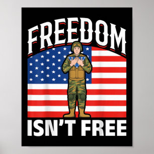 Poster Drapeau américain Liberté Soldat Mem