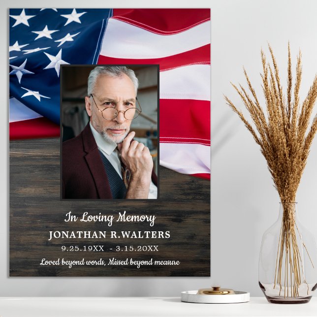 Poster Drapeau américain Mémorial patriotique Photo Funér (Créateur téléchargé)