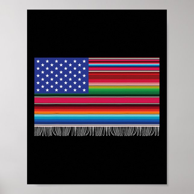 Poster Drapeau Américain Mexicain Serape Cinco De Mayo Po (Devant)