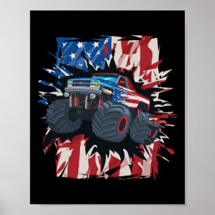 Poster Drapeau américain Monster Truck 4 juillet Shirt Bo