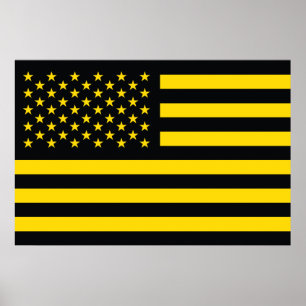 Poster Drapeau américain noir jaune