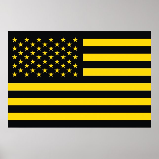 Poster Drapeau américain noir jaune (Devant)