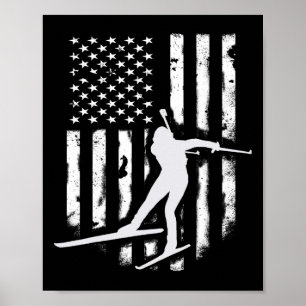 Poster Drapeau américain Nordic Skier Cool Cadeau Top T
