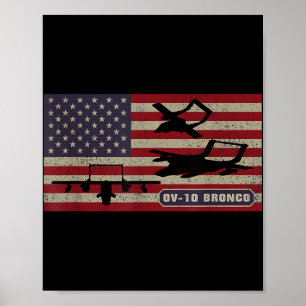 Poster Drapeau américain Ov-10 d'observation de Bronco