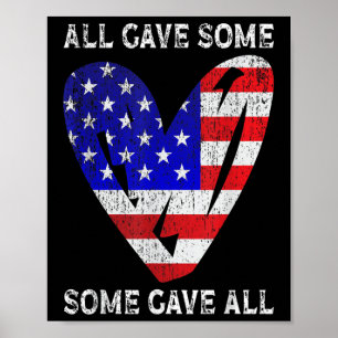 Poster Drapeau américain Patriotic Heart Forces armées