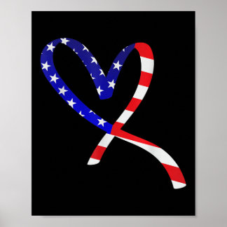 Poster Drapeau américain Patriotic Heart Forces Armées Me