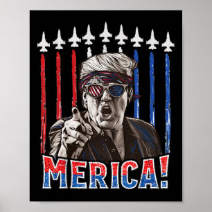 Poster Drapeau américain patriotique 4 juillet Trump 2024