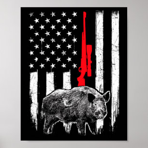 Poster Drapeau américain patriotique - Chasse de sanglier