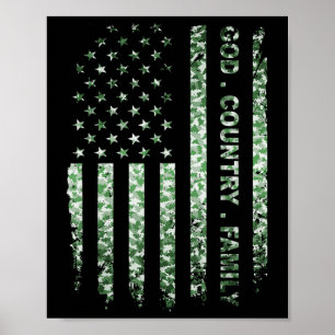 Poster Drapeau américain patriotique Dieu Famille Pays