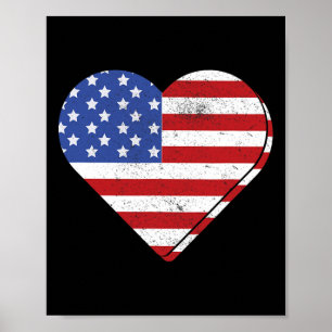 Poster Drapeau américain patriotique du 4 juillet Indépen