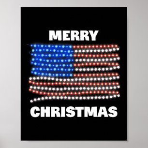 Poster Drapeau américain Patriotique Joyeux Noël Joyeux N