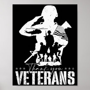 Poster Drapeau américain patriotique Merci aux vétérans H