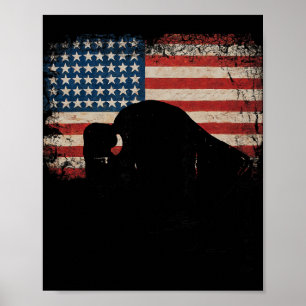 Poster Drapeau Américain Patriotique Usa Bison 4 Juillet