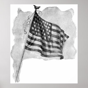 Poster Drapeau américain Patriotique Vintage