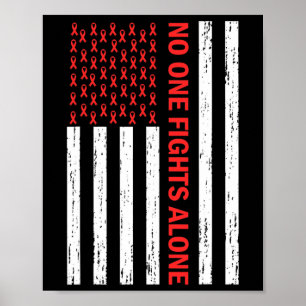 Poster Drapeau américain Personne ne se bat seul Ruban ro