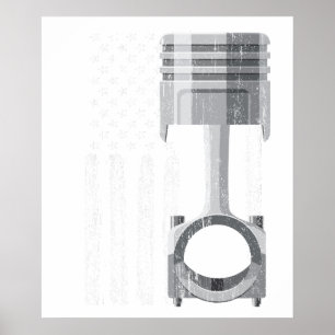 Poster Drapeau Américain Piston Muscle Car 2