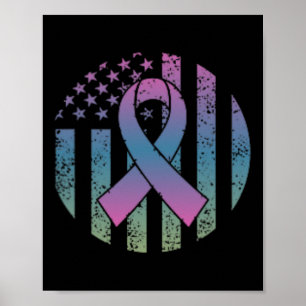 Poster Drapeau américain Poche Metastas Cancer du Sein Aw