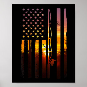 Poster Drapeau Américain Poisson Pêcheur Pêcheur Drôle Ba