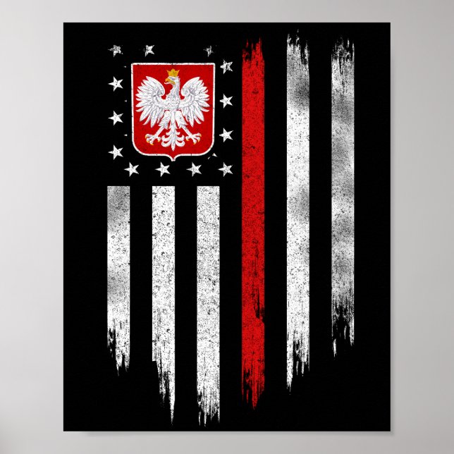 Poster Drapeau américain polonais Combo Pologne Usa Polsk (Devant)