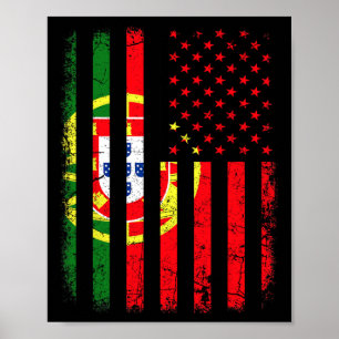 Poster Drapeau américain portugais Portugal Fierté améric