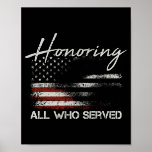 Poster Drapeau américain pour vétérans masculins honorant