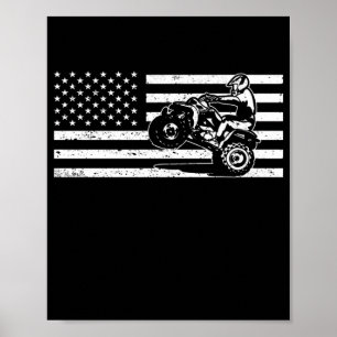 Poster Drapeau Américain Quatre Roulettes Quad Homme VTT