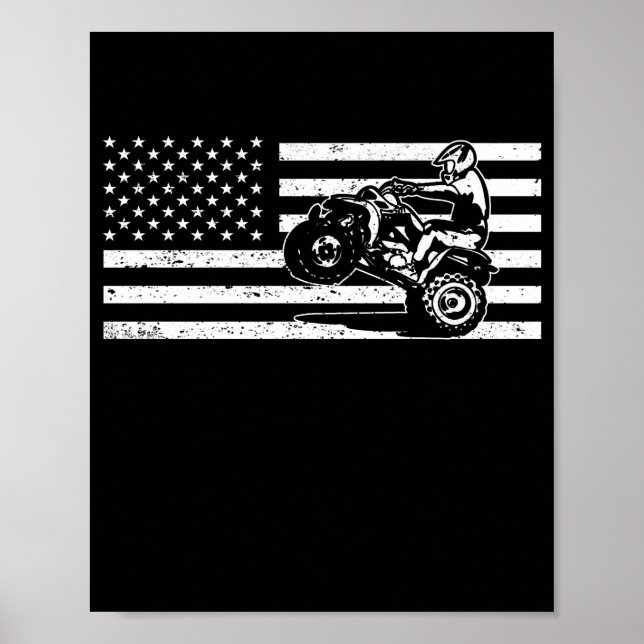 Poster Drapeau Américain Quatre Roulettes Quad Homme VTT (Devant)