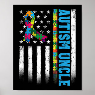 Poster Drapeau américain rétro Autisme conscience oncle
