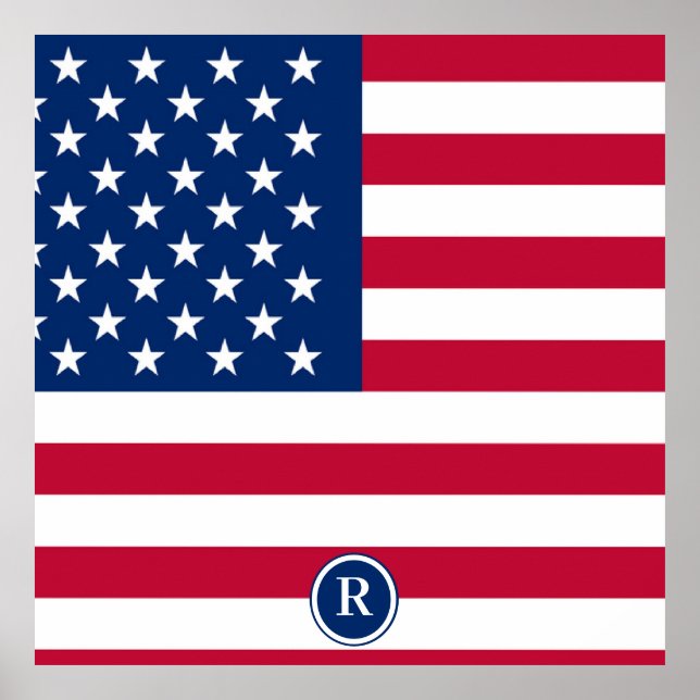 Poster Drapeau américain rouge blanc et bleu patriotique (Devant)