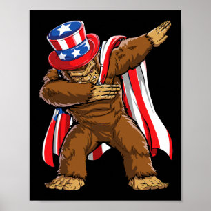 Poster Drapeau Américain Sasquatch Du 4 Juillet