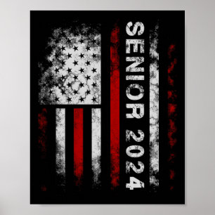 Poster Drapeau Américain Supérieur 2024 Classe D'Études S
