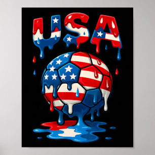 Poster Drapeau Américain Sur Balle De Football Style Drip
